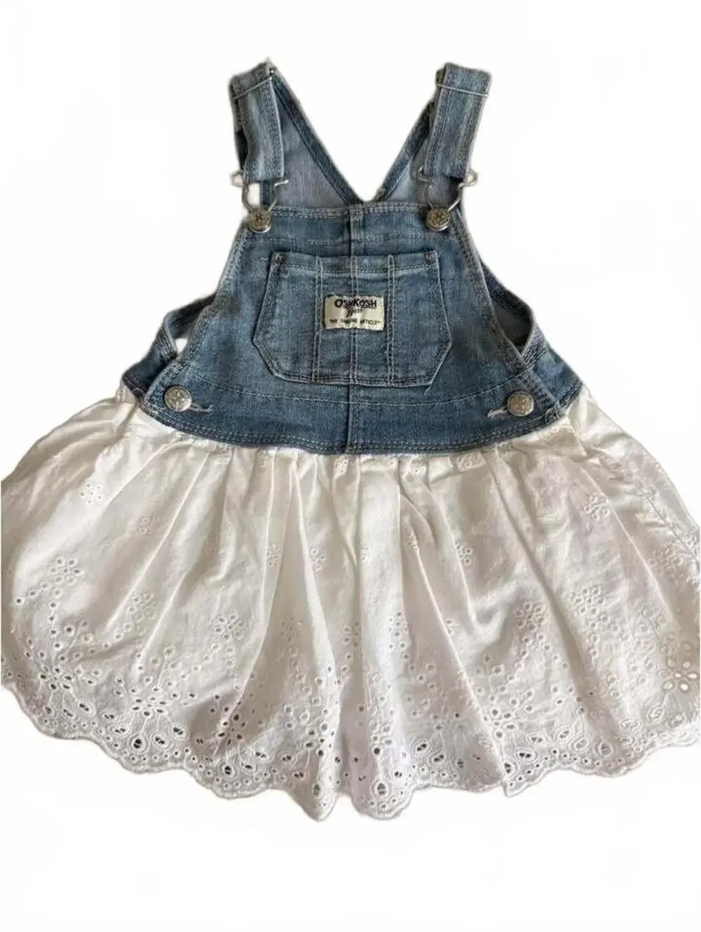 OshKosh B'gosh Denim Eyelet Jumper Dress 18 Months